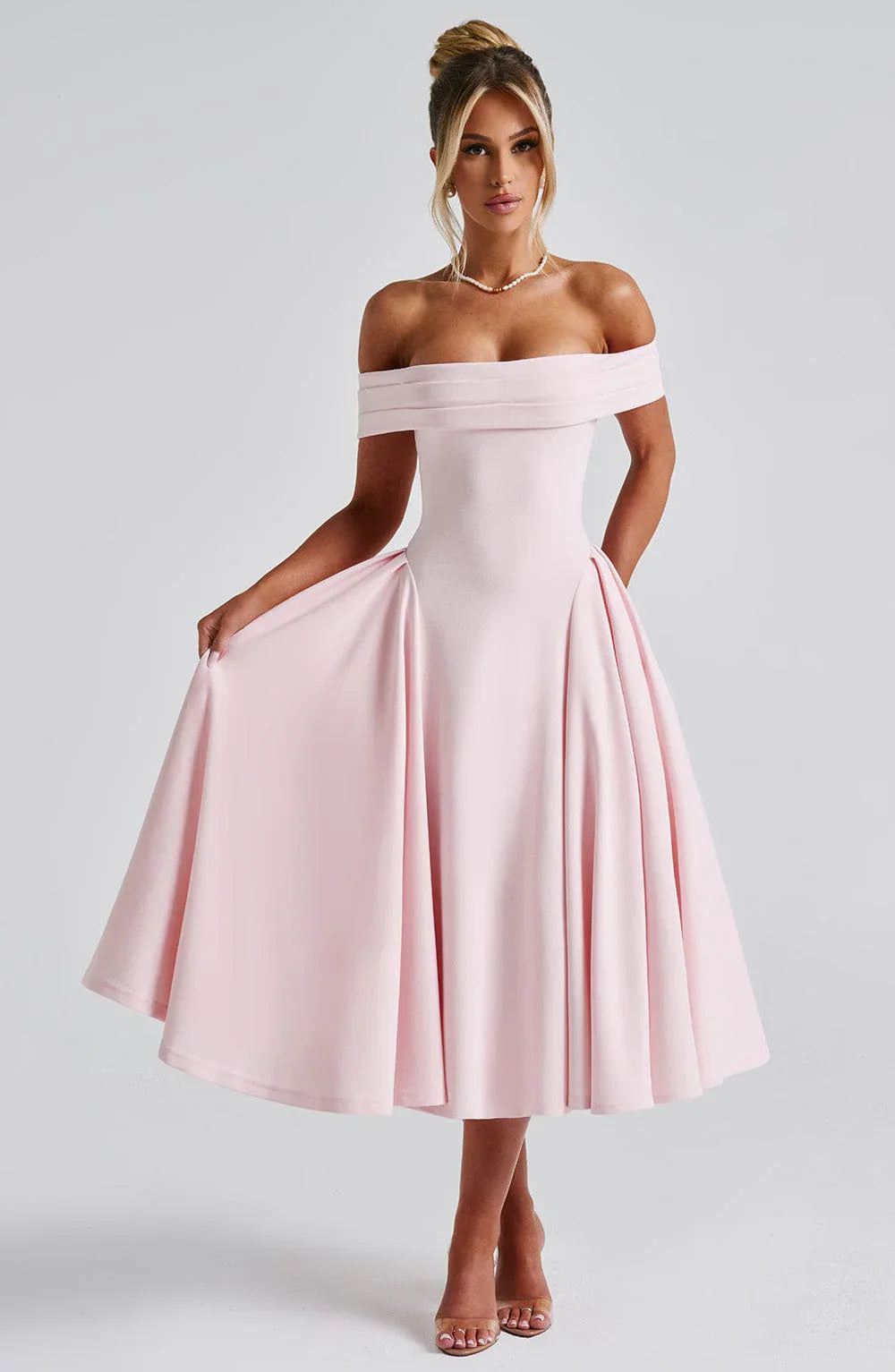 Alexander Saint Effortlessly Elegant Midi Dress