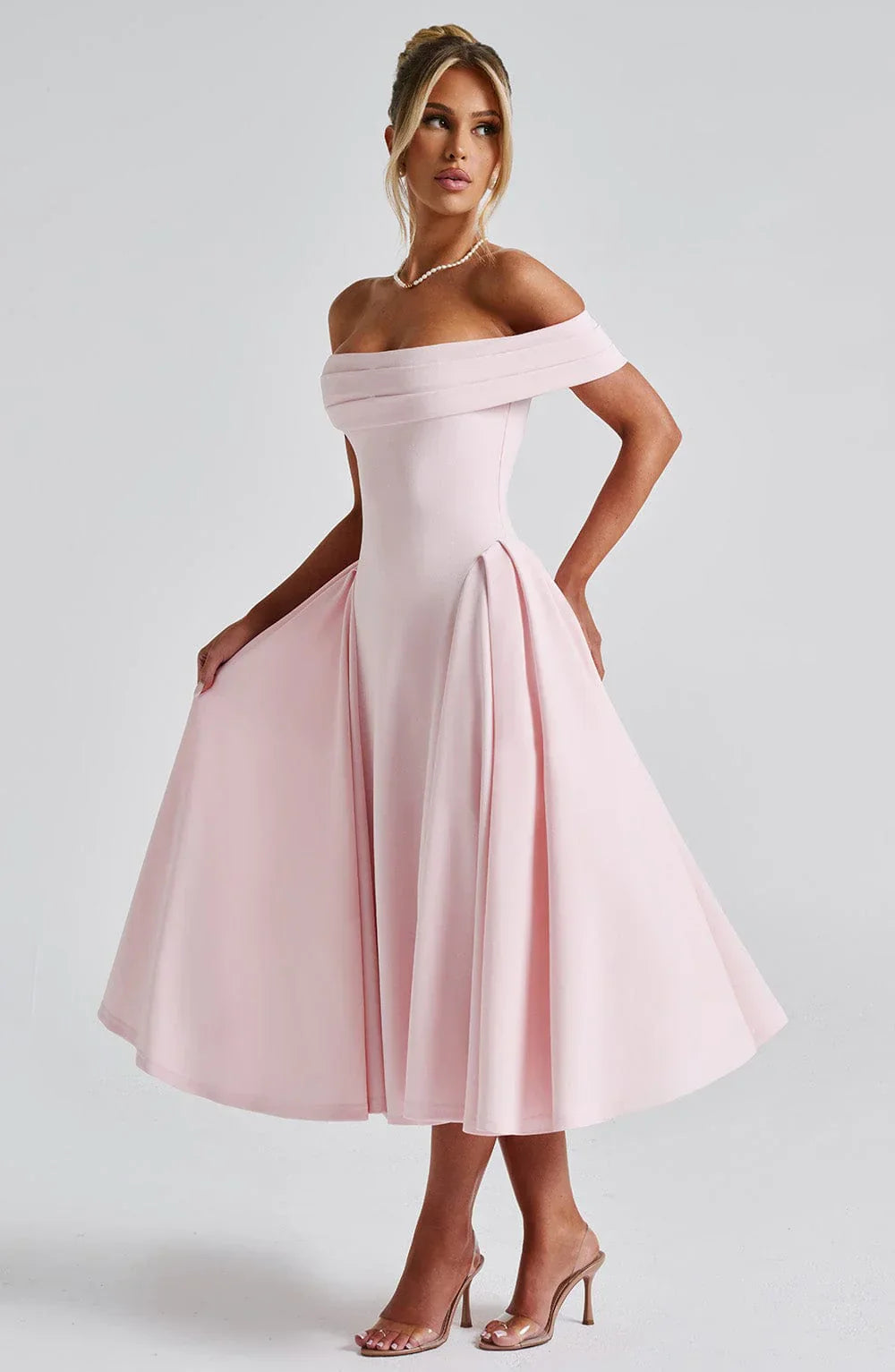 Alexander Saint Effortlessly Elegant Midi Dress