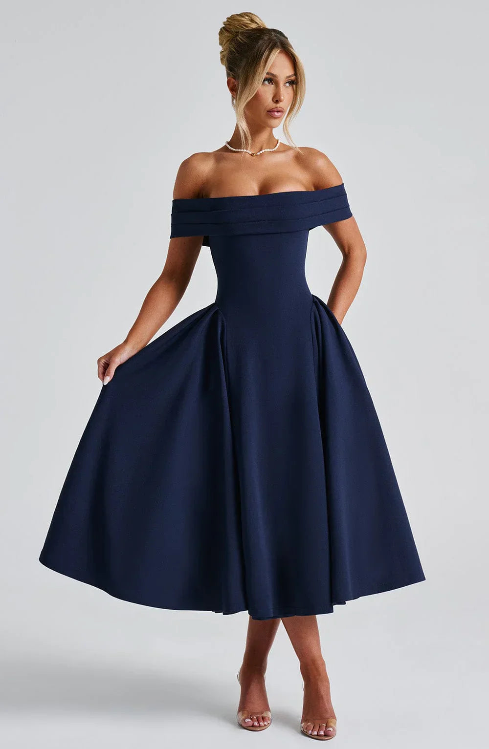 Alexander Saint Effortlessly Elegant Midi Dress